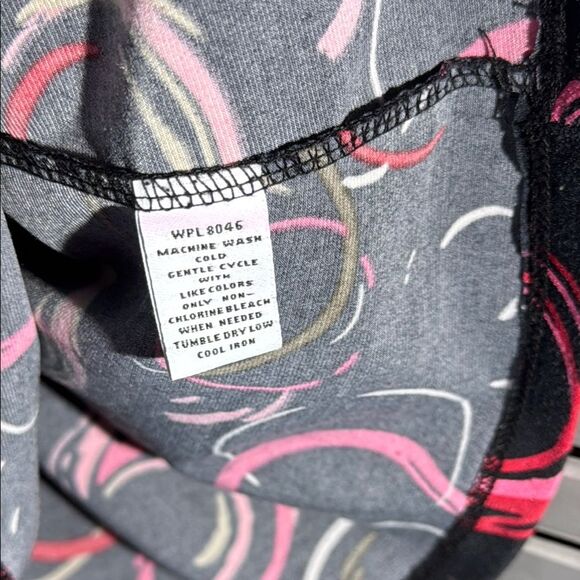 Black Blouse with Pink and White Swirls - Picture 8 of 8